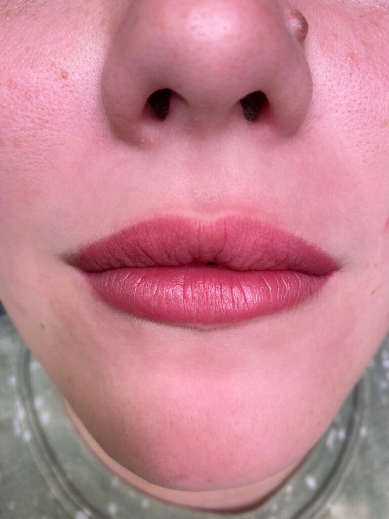 Lip blushing tattoo done at Natural Beauty by Kelly in Prescott Arizona