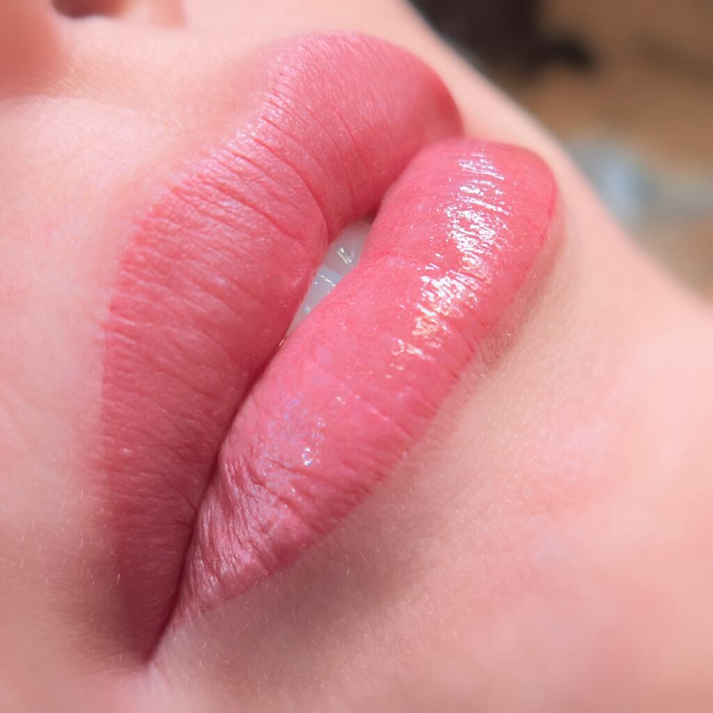 Natural pink lip blushing tattoo in Prescott AZ