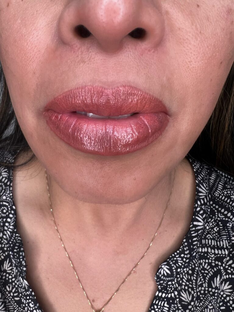 Completed lip blushing procedure at Natural Beauty by Kelly in Prescott AZ