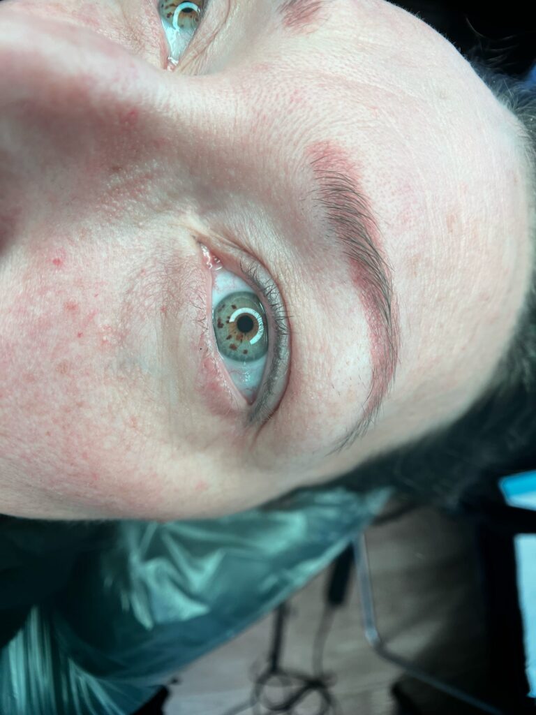 Powder brow tattoo ready for a touch up by Kelly Reeves of Natural Beauty by Kelly in Prescott, AZ